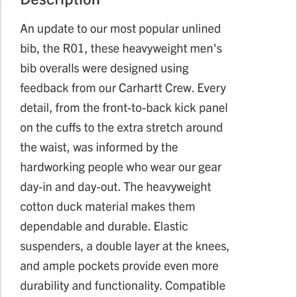 Carhartt Men’s bib overall navy 42x30 new - Picture 6 of 11